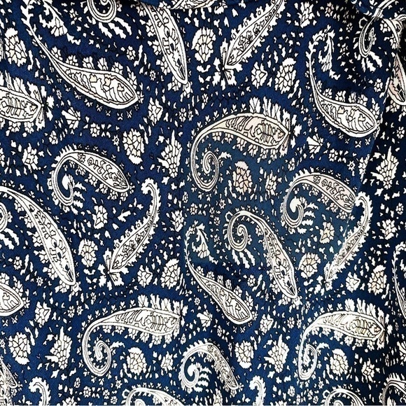 J. Crew 2 Ruffle Silk Slip Dress in Midnight Paisley Navy Ruffle Flounce Neck - Picture 5 of 12